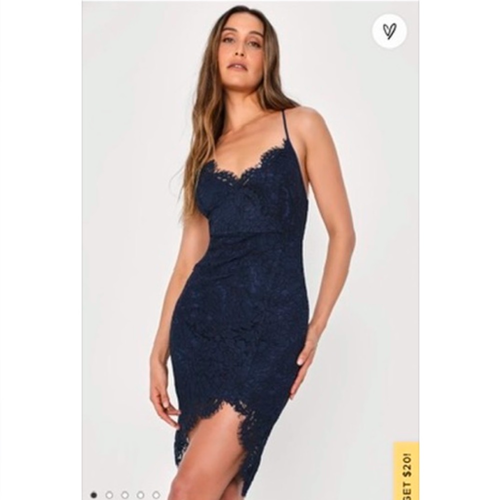 NWT Lulus navy strapless lace dress